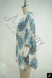 Women Plus Size Floral Print Split Neck 3/4 Sleeve Casual Tunic Top