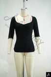Black Sweetheart Neck 3/4 Sleeve Fitted Knit Top