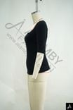 Black Sweetheart Neck 3/4 Sleeve Fitted Knit Top