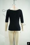 Black Sweetheart Neck 3/4 Sleeve Fitted Knit Top
