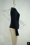 Black Sweetheart Neck Button-Detail Long Sleeve Fitted Top