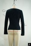 Black Sweetheart Neck Button-Detail Long Sleeve Fitted Top