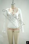 White Sweetheart Neck Long Sleeve Fitted Knit Top