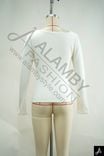 White Sweetheart Neck Long Sleeve Fitted Knit Top