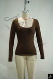 Brown Square Neck Long Sleeve Fitted Knit Top