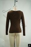 Brown Square Neck Long Sleeve Fitted Knit Top
