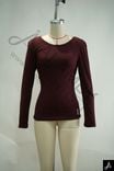 Burgundy Sweetheart Neck Long Sleeve Fitted Knit Top