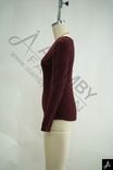 Burgundy Sweetheart Neck Long Sleeve Fitted Knit Top