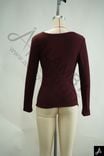 Burgundy Sweetheart Neck Long Sleeve Fitted Knit Top