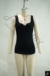 Black Square Neck Fitted Ribbed Tank Top
