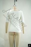 White Square Neck 3/4 Sleeve Fitted Knit Top