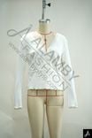 White Henley Neck Long Sleeve Fitted Knit Top