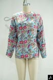 Floral Print Long Sleeve Crew Neck Woven Top