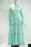 Mint Green V-Neck Long Sleeve Tiered Ruffle Maxi Woven Dress
