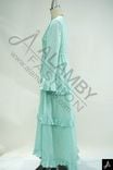 Mint Green V-Neck Long Sleeve Tiered Ruffle Maxi Woven Dress
