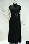 Black Beaded Waist Midi Formal Dress