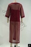 Burgundy Mesh Two-Piece Midi Dress