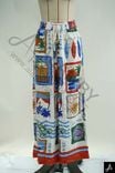 Postal Stamp Print Wide Leg Pants