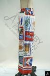 Postal Stamp Print Wide Leg Pants