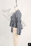 Gingham V‑Neck Long Sleeve Tie‑Waist Cropped Blouse