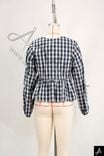 Gingham V‑Neck Long Sleeve Tie‑Waist Cropped Blouse