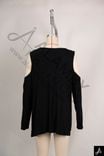 Women's Cold Shoulder Long Sleeve Top With Criss‑Cross Neck