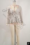 Women Long Sleeve V‑Neck Ruched Blouse