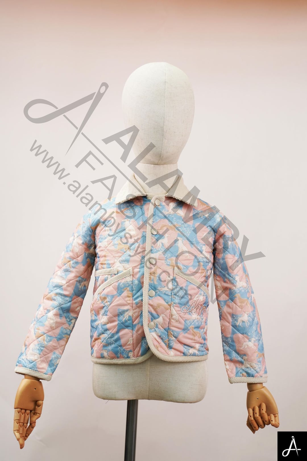 Kids Unicorn Horse Print Quilted Jacket