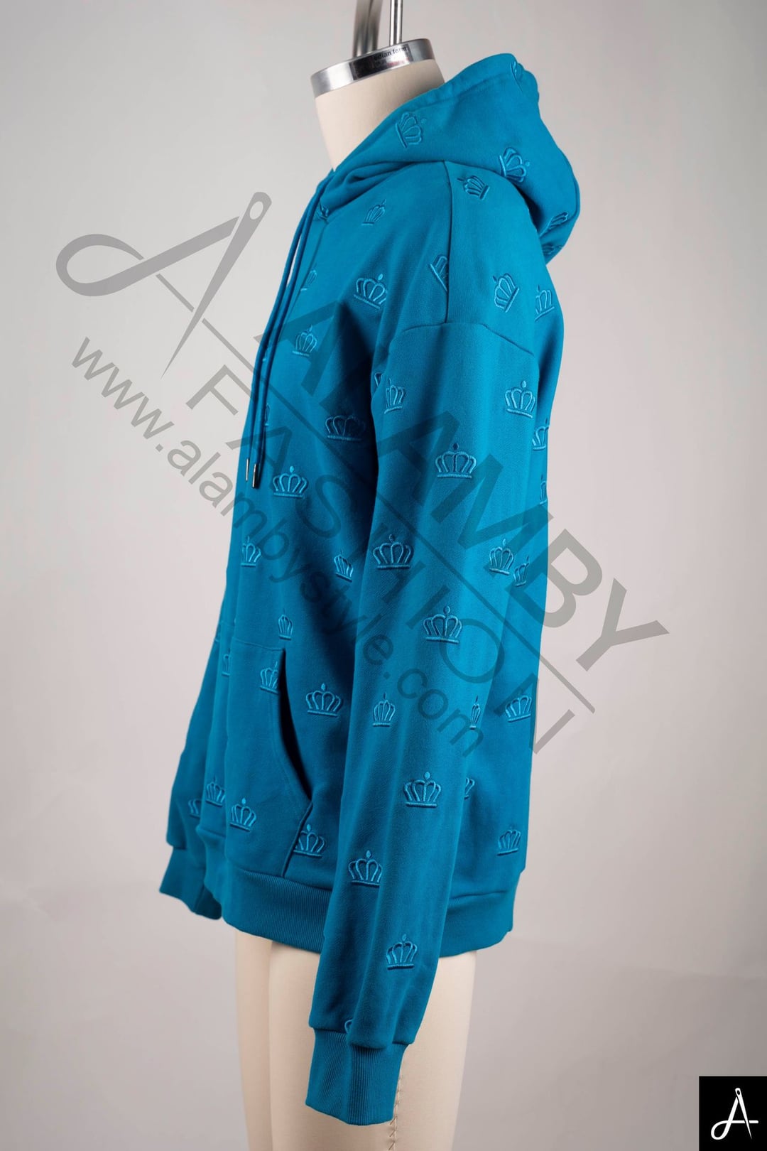 Solid Color Embossed Casual Hooded Sweatshirt
