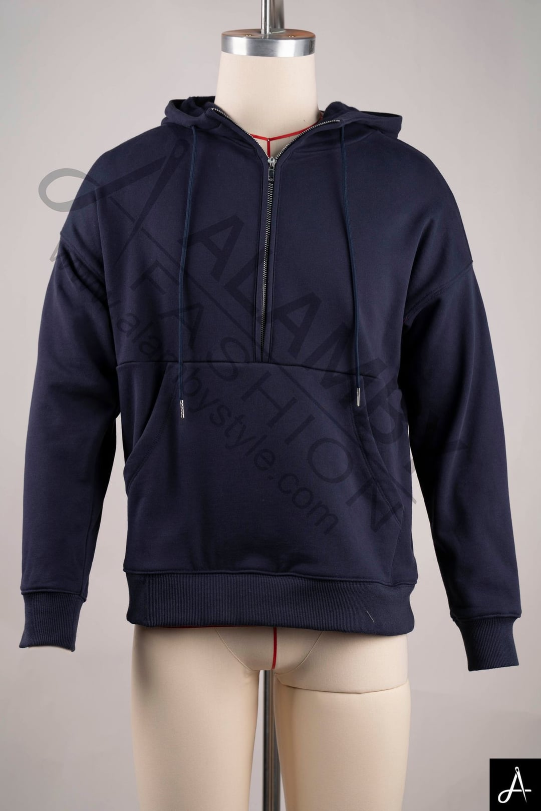 Minimal Half Zip Pullover Casual Hooded Sweatshirt