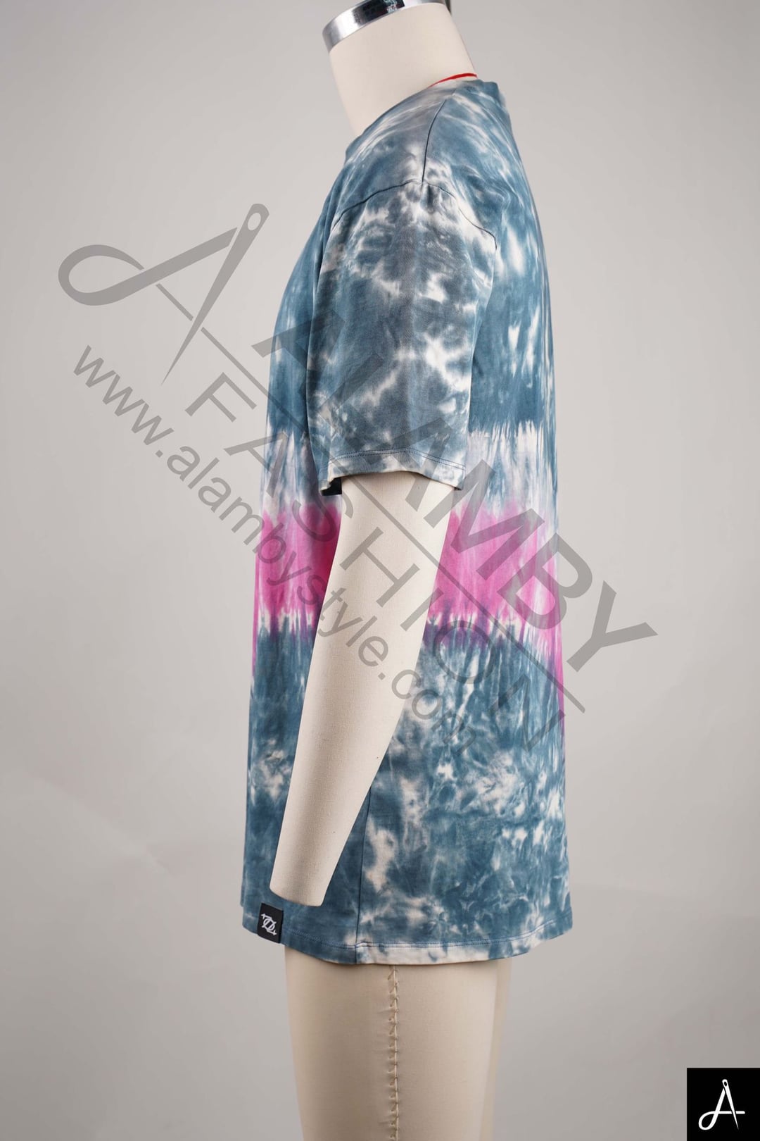 Indigo & Pink Tie-Dye Crew Neck Streetwear T-shirt