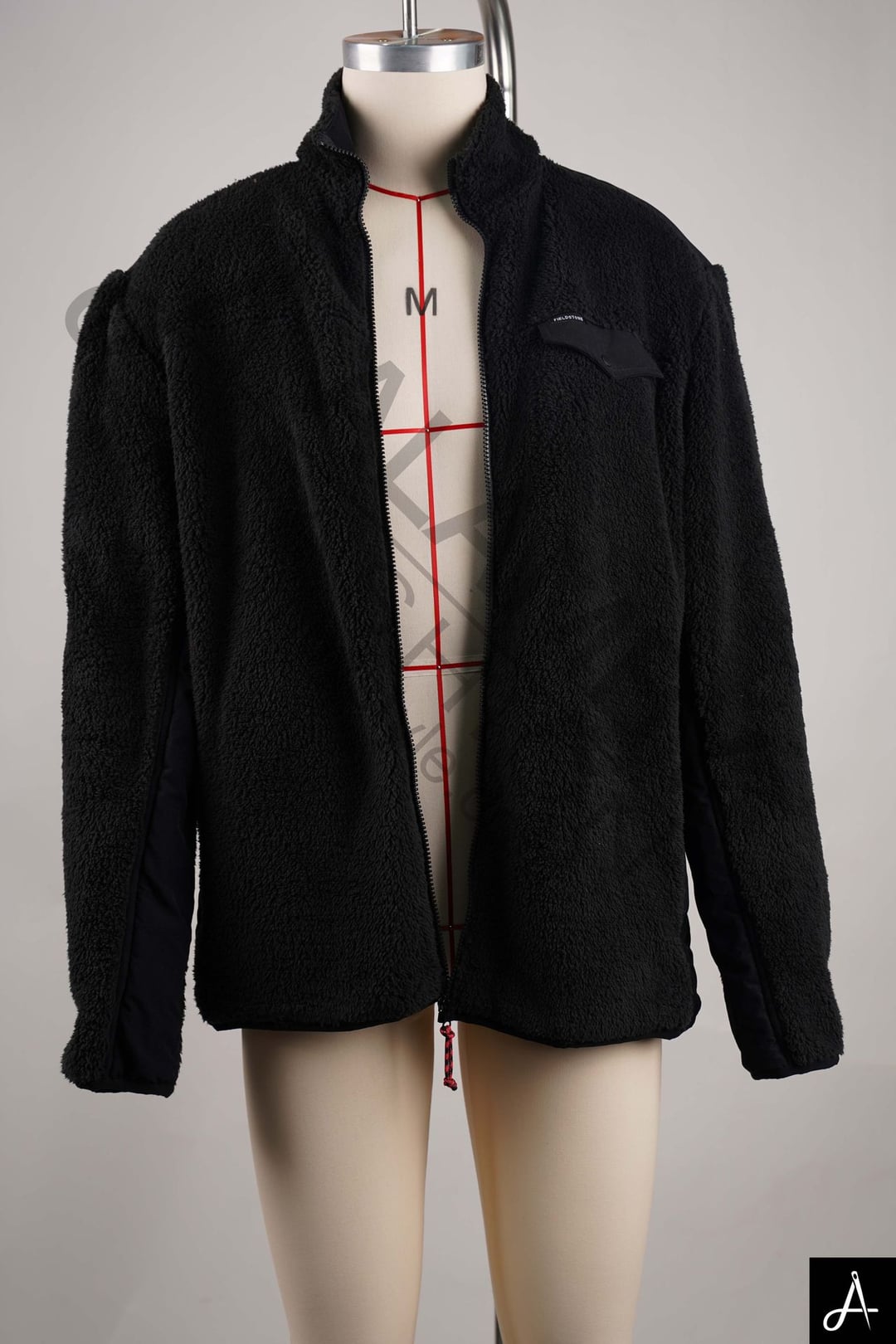 Black Stand Collar Zip-Up Sherpa Fleece Streetwear Jacket