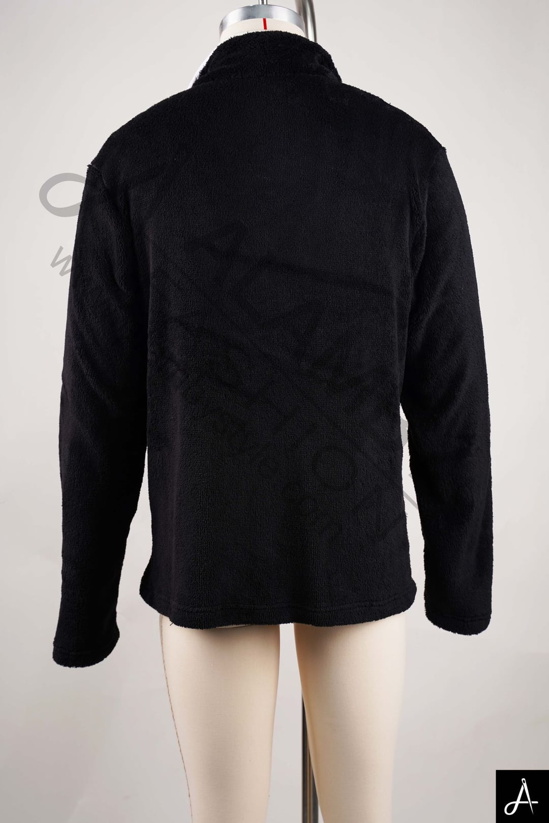 Black Stand Collar Zip-Up Sherpa Fleece Streetwear Jacket