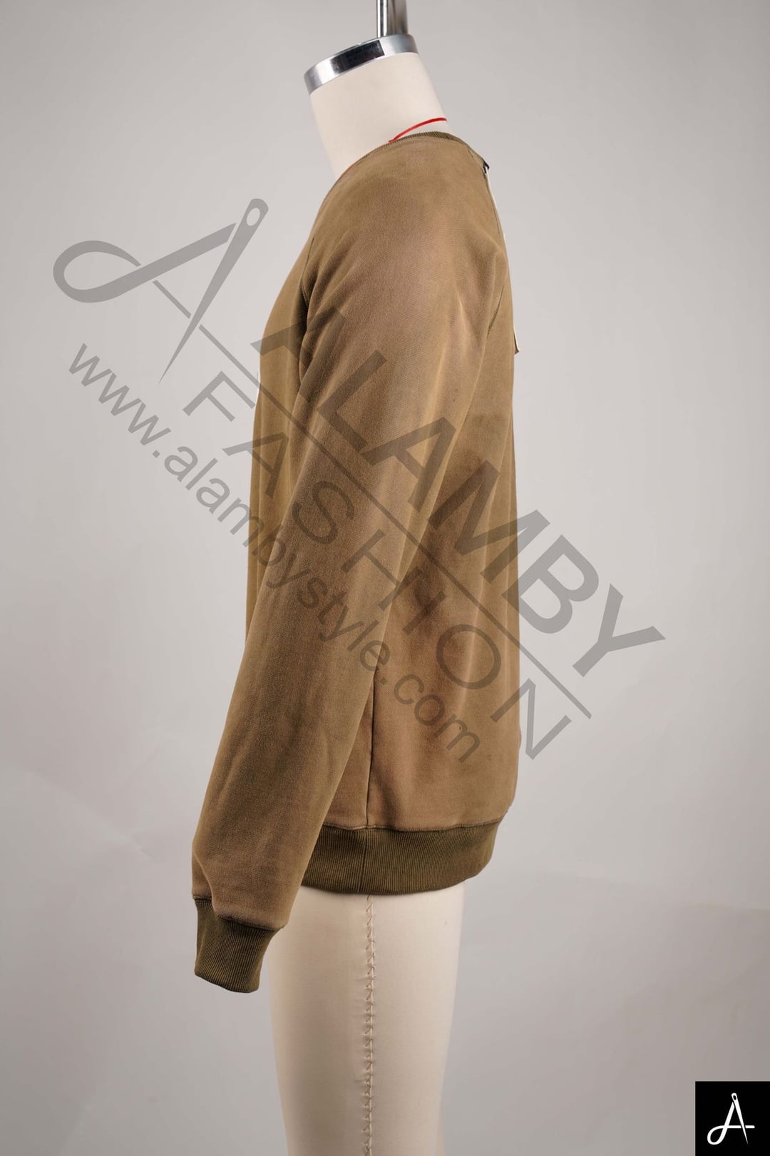Vintage Washed Brown Crew Neck Sweatshirt with White Crown Print
