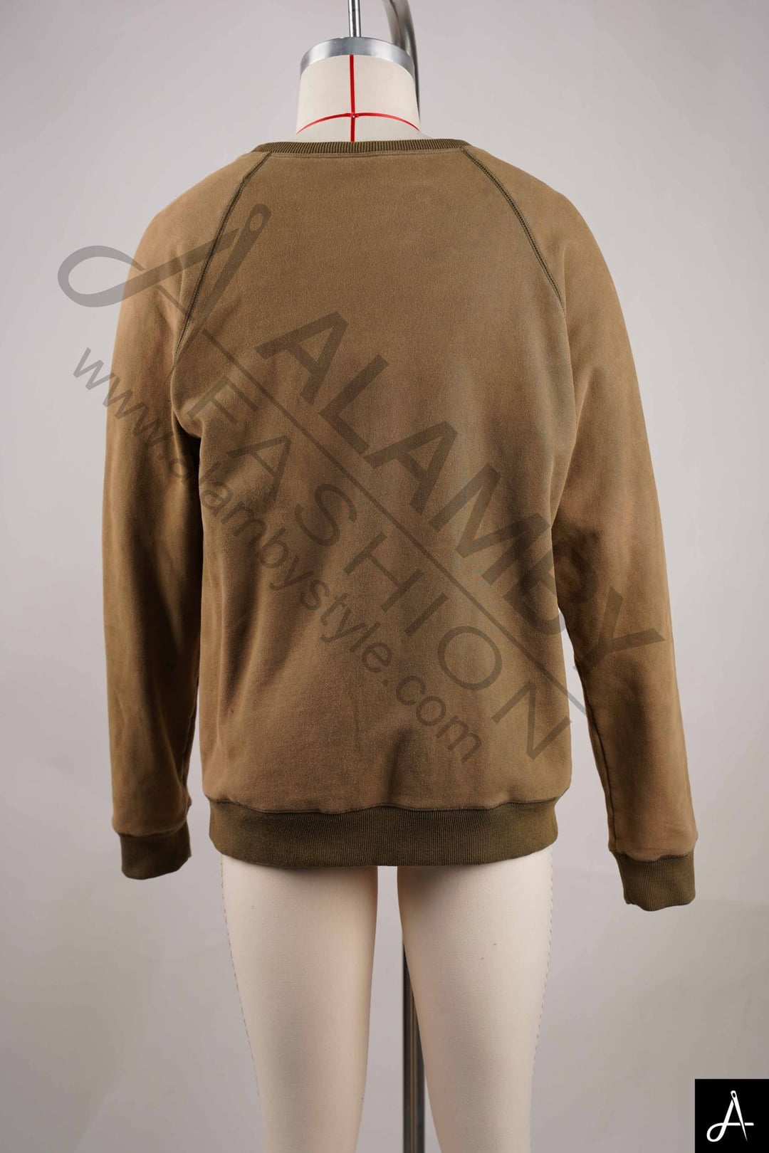 Vintage Washed Brown Crew Neck Sweatshirt with White Crown Print