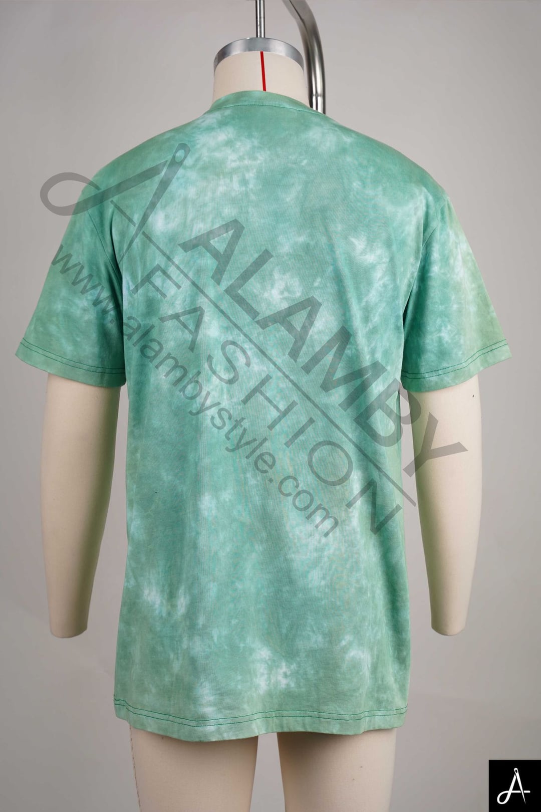 Green Tie-Dye Short Sleeve T-Shirt with Logo Print