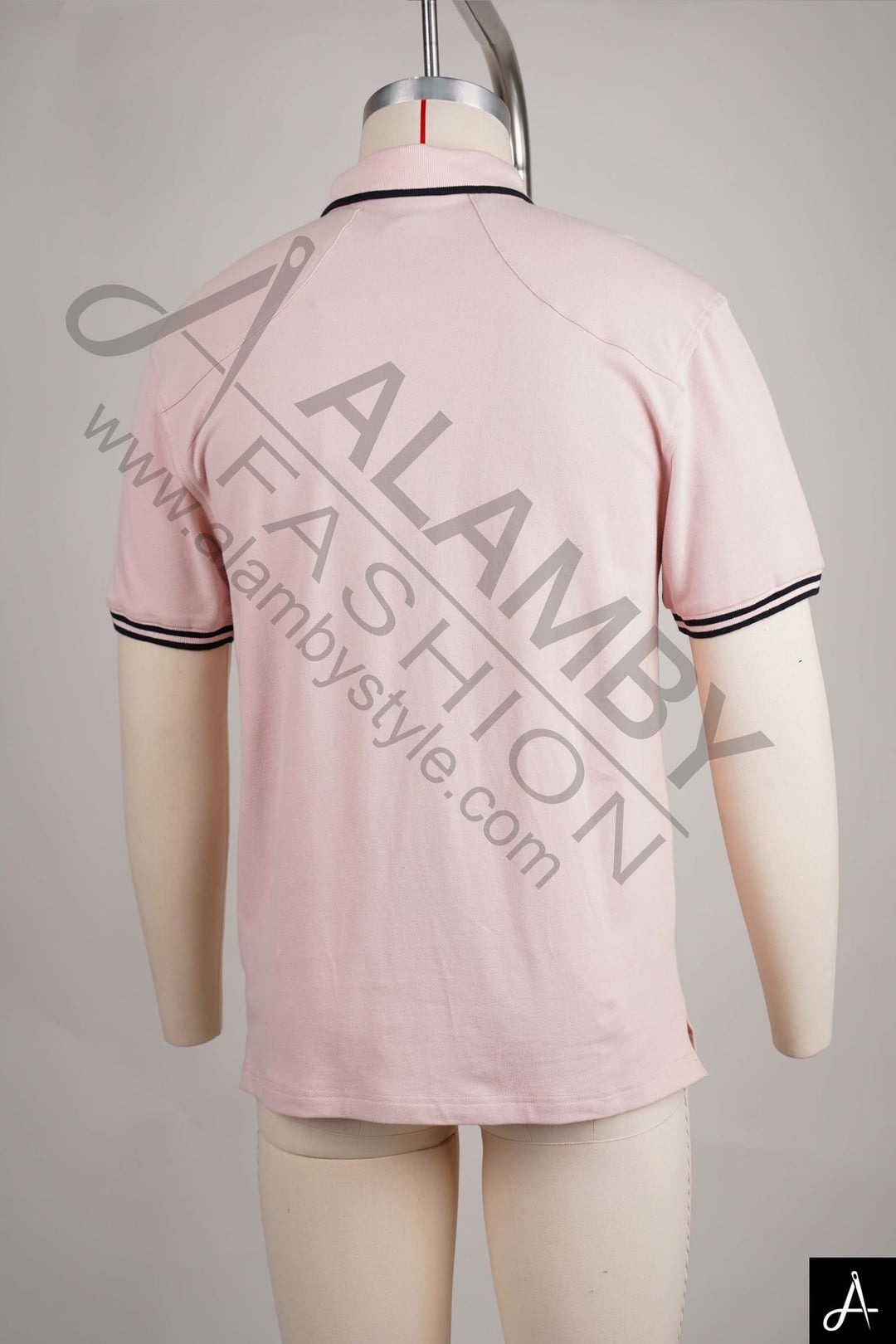 Light Pink Short Sleeve Polo Shirt with Contrast Trim & Chest Logo