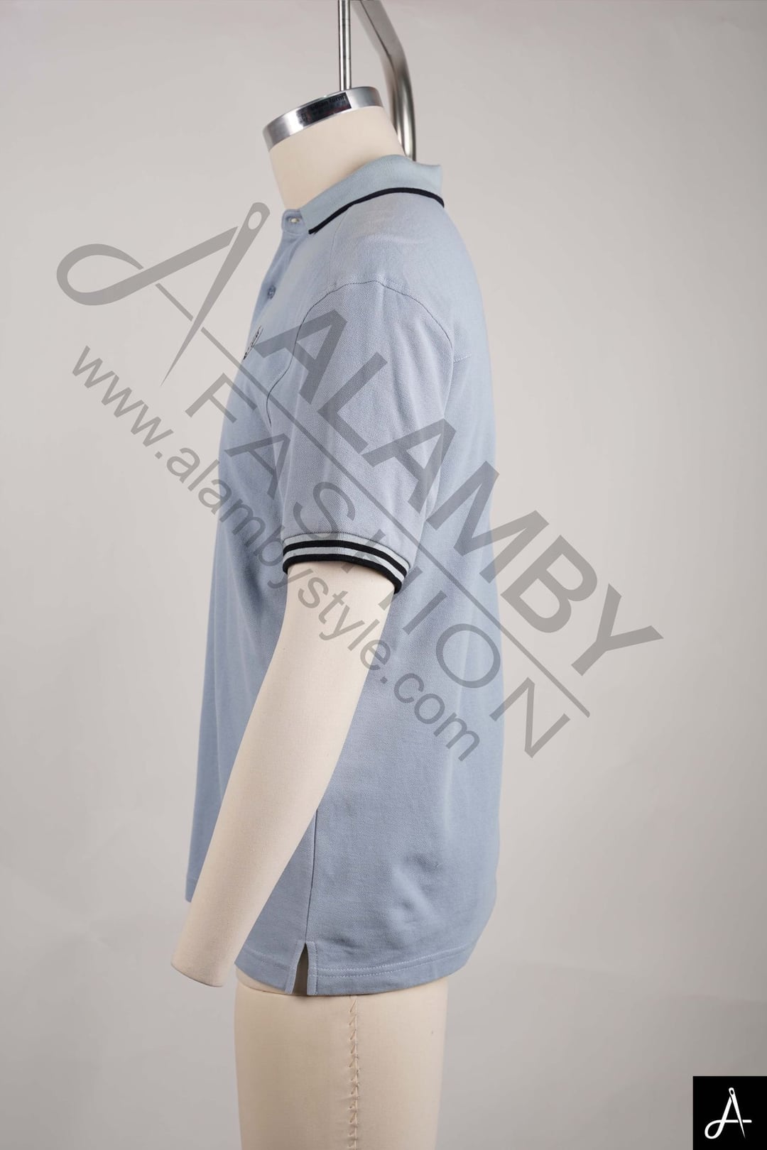 Light Blue Short Sleeve Polo Shirt with Contrast Trim & Chest Logo