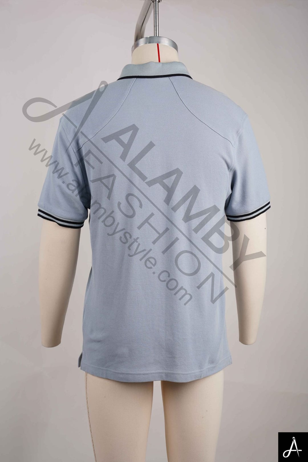 Light Blue Short Sleeve Polo Shirt with Contrast Trim & Chest Logo
