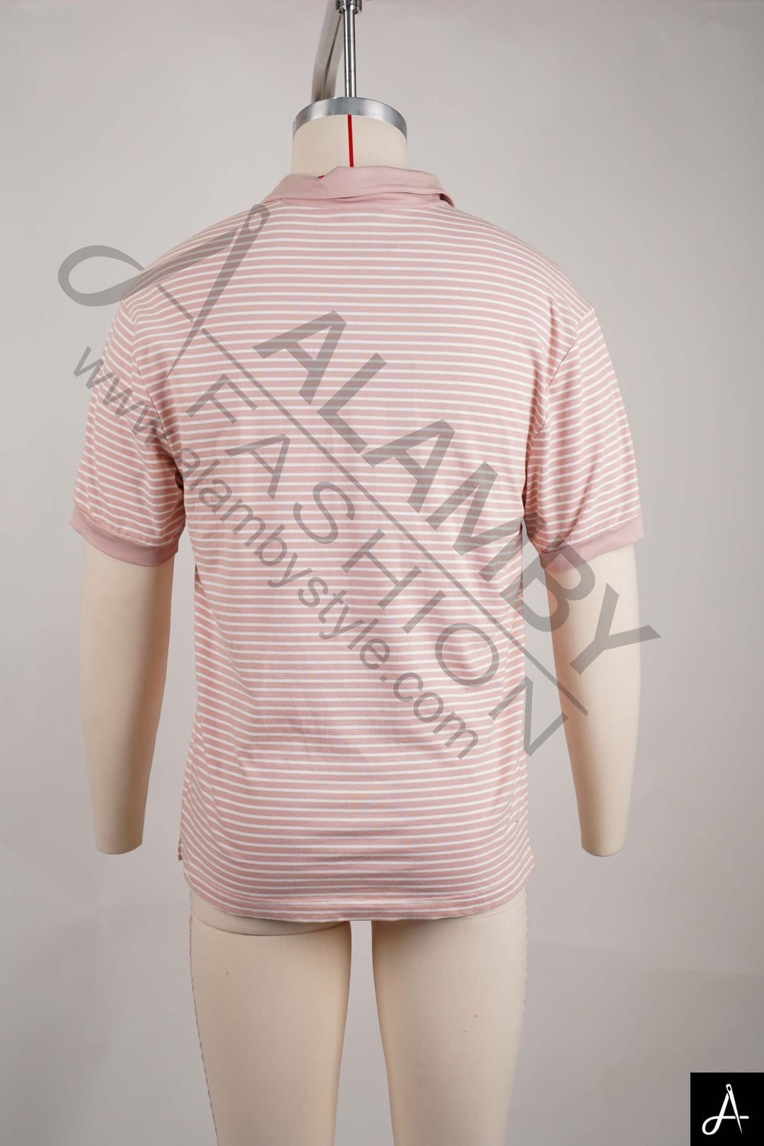 Light Pink Short Sleeve Polo Shirt with Contrast Trim & Chest Logo