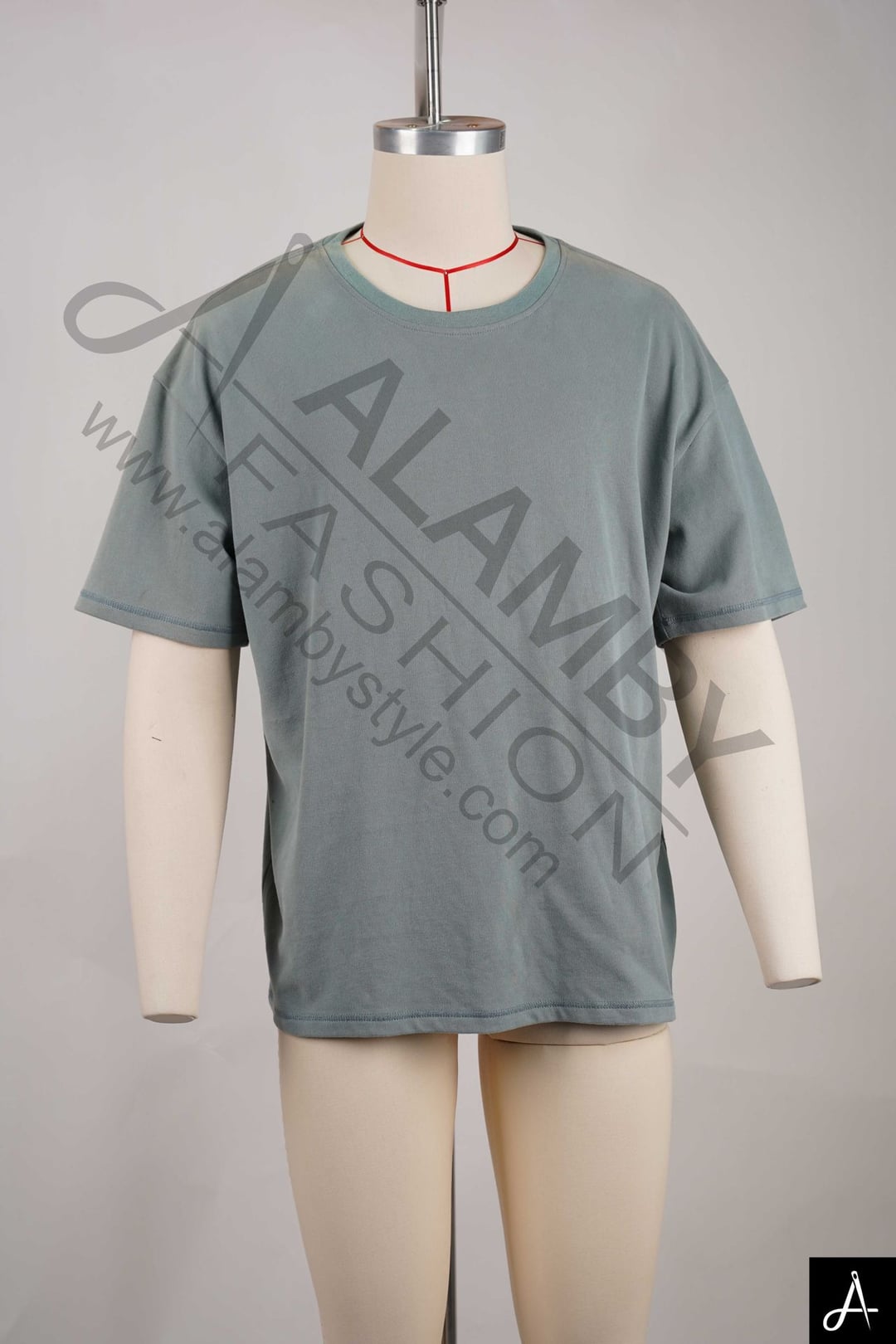 Greyish Green Short Sleeve Crew Neck T-Shirt
