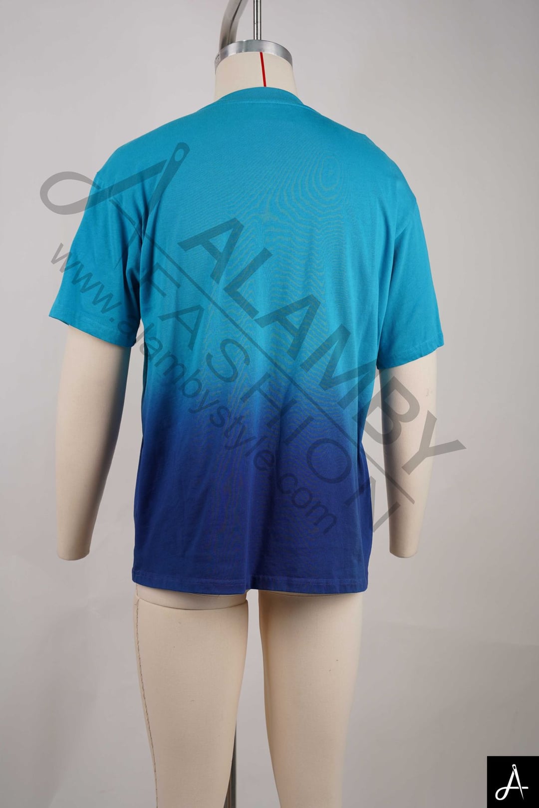 Teal to Navy Gradient Short Sleeve T-Shirt with Chest Logo
