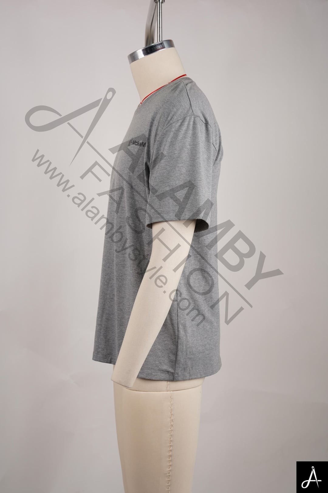 Grey Short Sleeve Crew Neck T-Shirt with Chest Print
