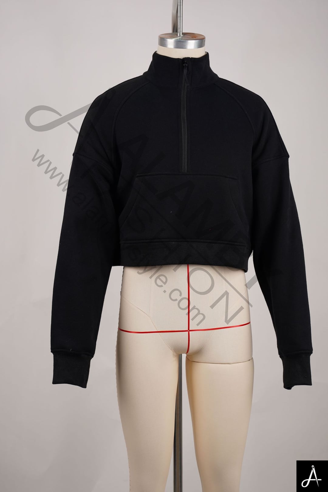 Cropped Half-Zip Fleece Sweatshirt