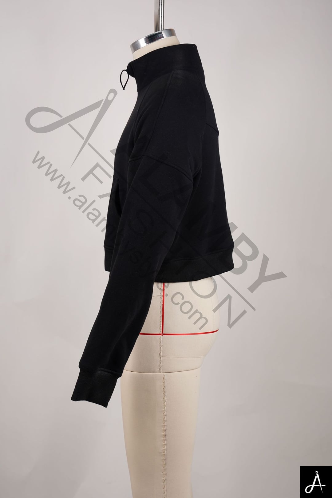 Cropped Half-Zip Fleece Sweatshirt