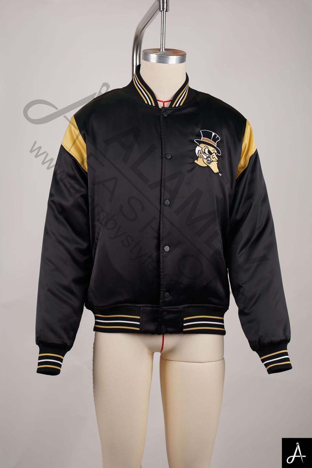 Black & Gold Varsity Bomber Jacket