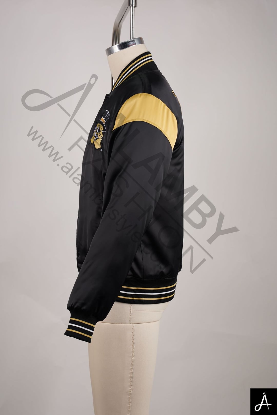 Black & Gold Varsity Bomber Jacket