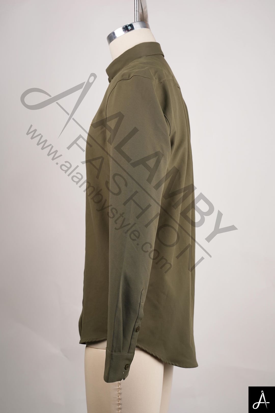 Olive Green Long Sleeve Button-Down Shirt