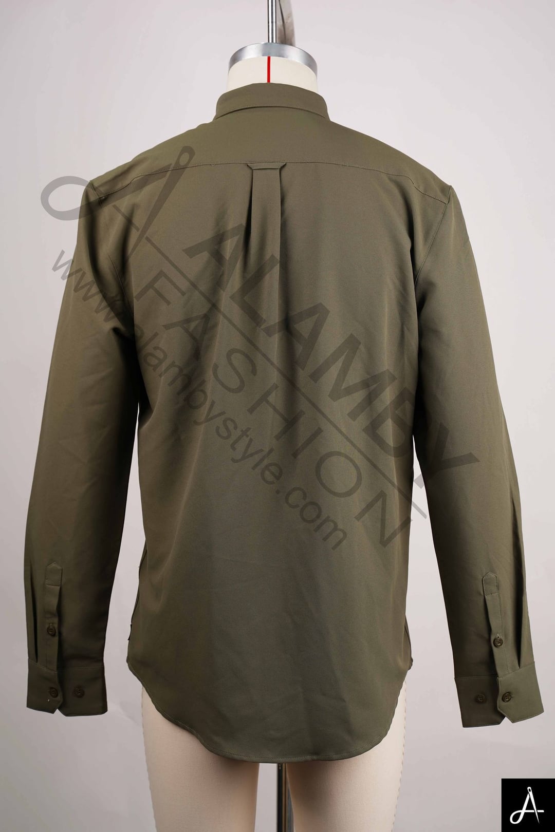 Olive Green Long Sleeve Button-Down Shirt