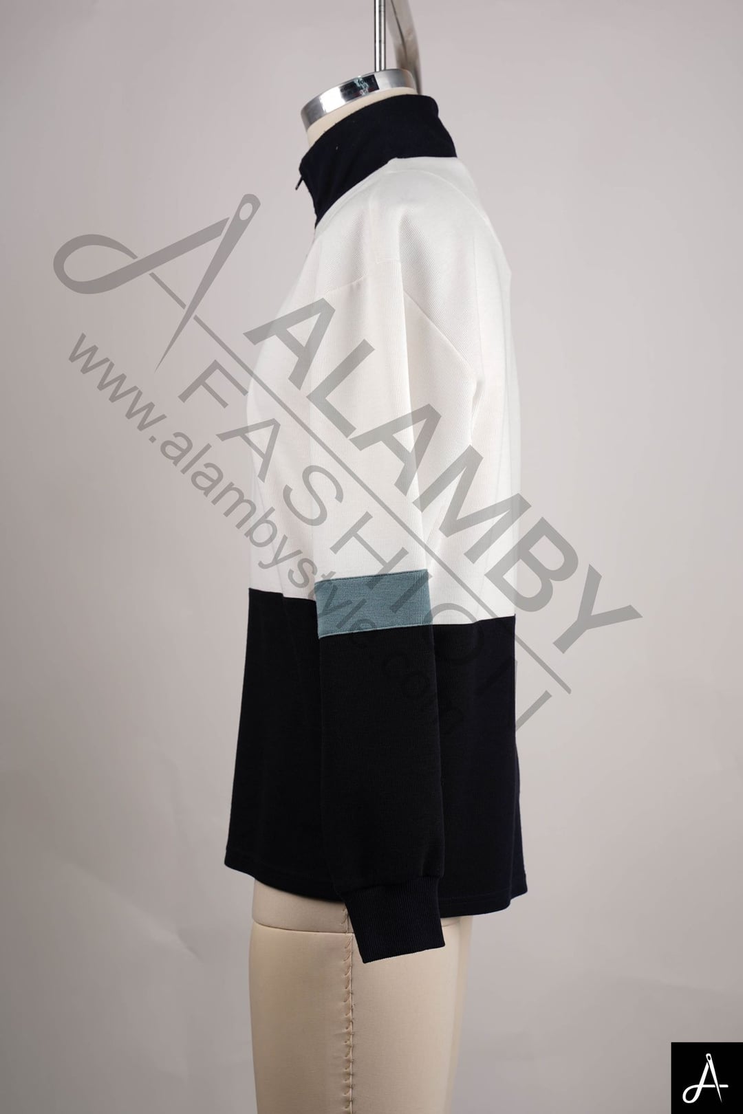Color Block Half-Zip Mock Neck Sweater